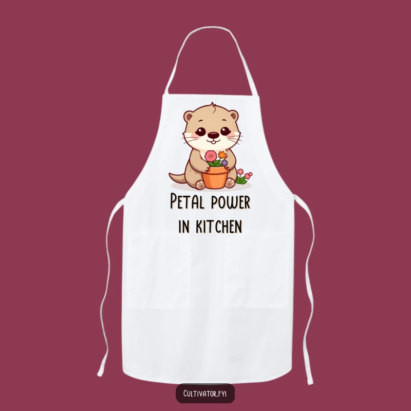Funny Otter Apron: Cheerful Flower Design, Hilarious Funny Gift for Kitchen Gardeners