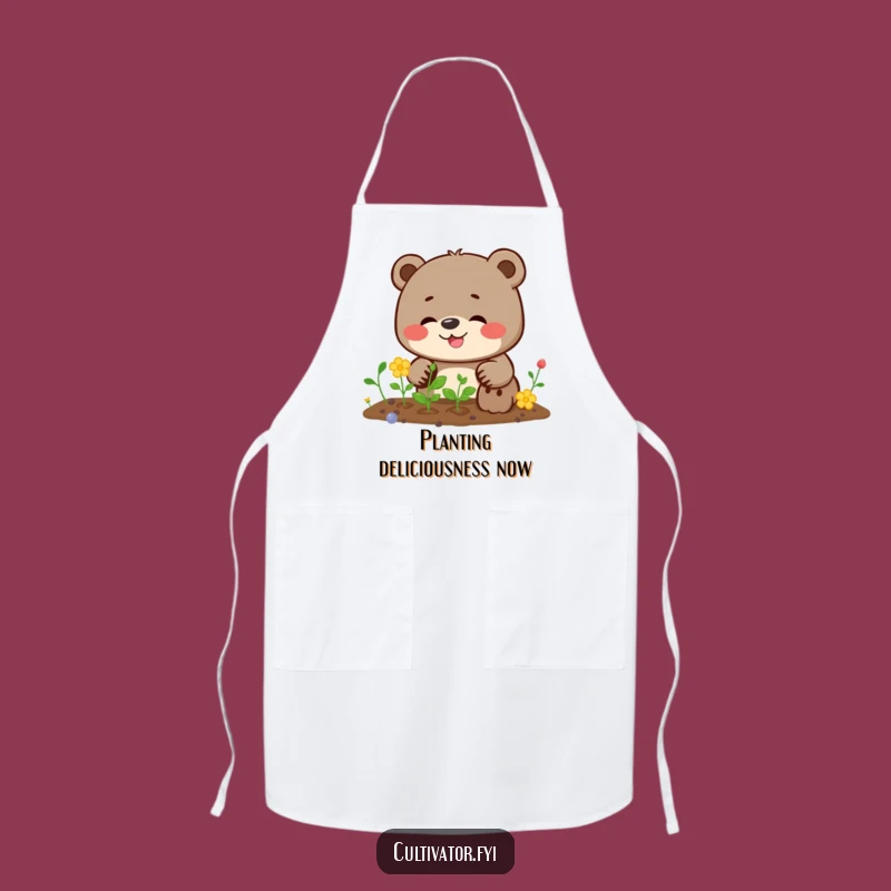 Funny Bear Apron: Giggling Planter Design, Practical Funny Gift for Kitchen Gardeners