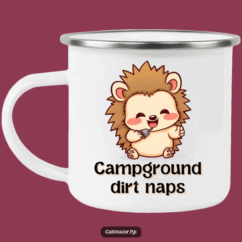 Funny Hedgehog Digging Camping Mug: Adventure Fuelled by Earthy Laughs