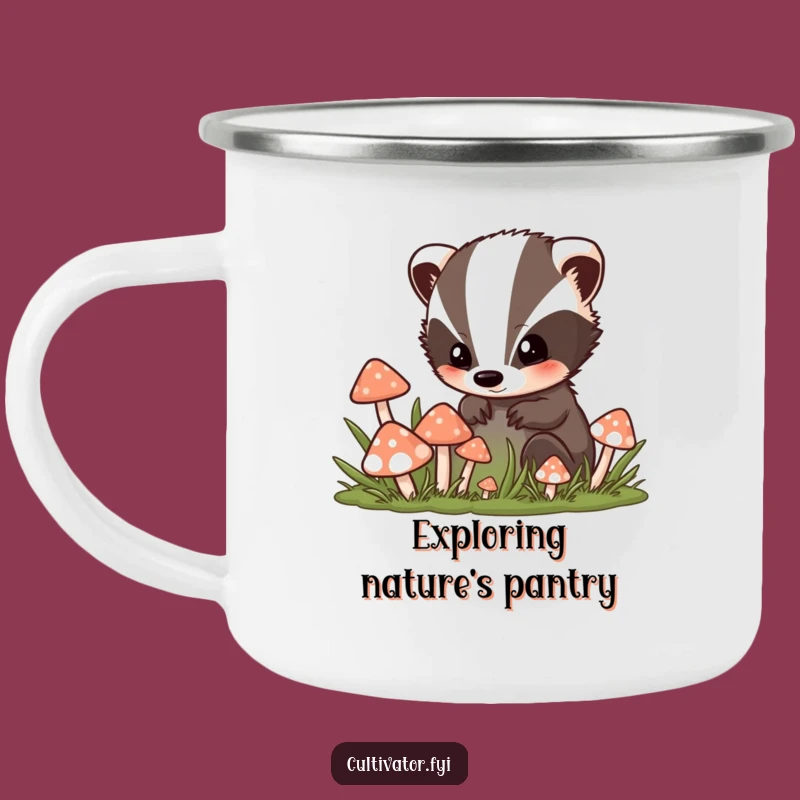 Funny Badger Mushroom Camping Mug - Durable Woodland Curiosity - Perfect Funny Gift