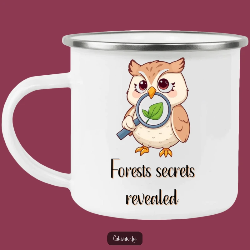 Funny Owl Magnifying Camping Mug - Rustic Explorer Companion!