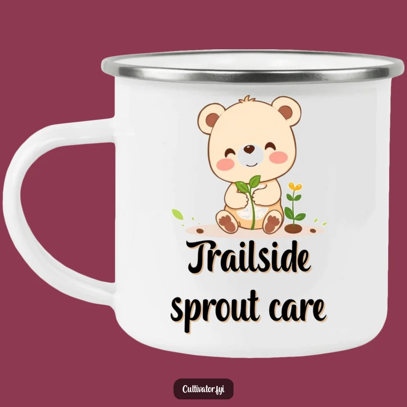 Funny Bear Cub Sprout Camping Mug: Adventure Fuelled by Growth Laughs