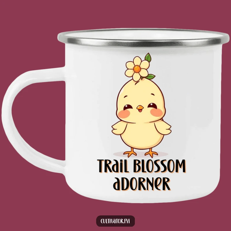Funny Chick Camping Mug: Happy Camper, Flower Sips, Cheerful Outdoor Gift
