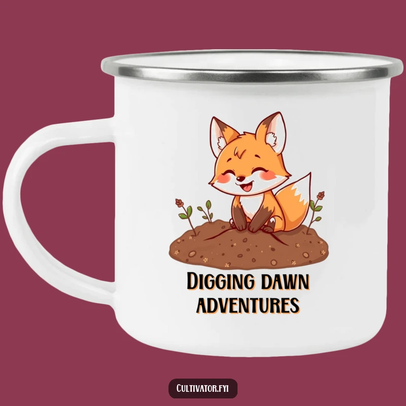 Funny Fox Camping Mug: Playful Digging Design, Durable Funny Gift for Outdoor Adventures