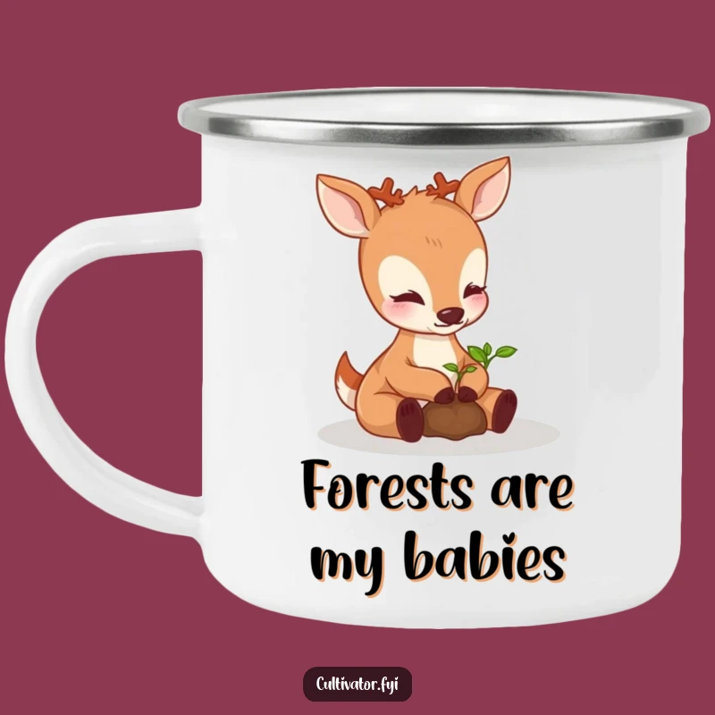 Funny Perky Deer Nurturing Seedling Camping Mug - Outdoor Nature Humor