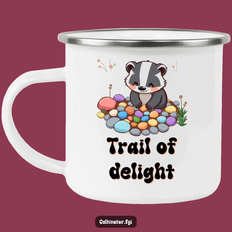 Funny Badger Garden Camping Mug - Campfire Serenity with Nature's Art