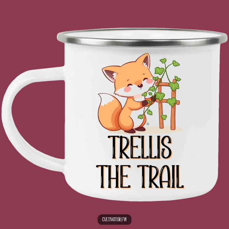 Funny Whimsical Fox Guiding Vine Camping Mug - Outdoor Gardener's Humor