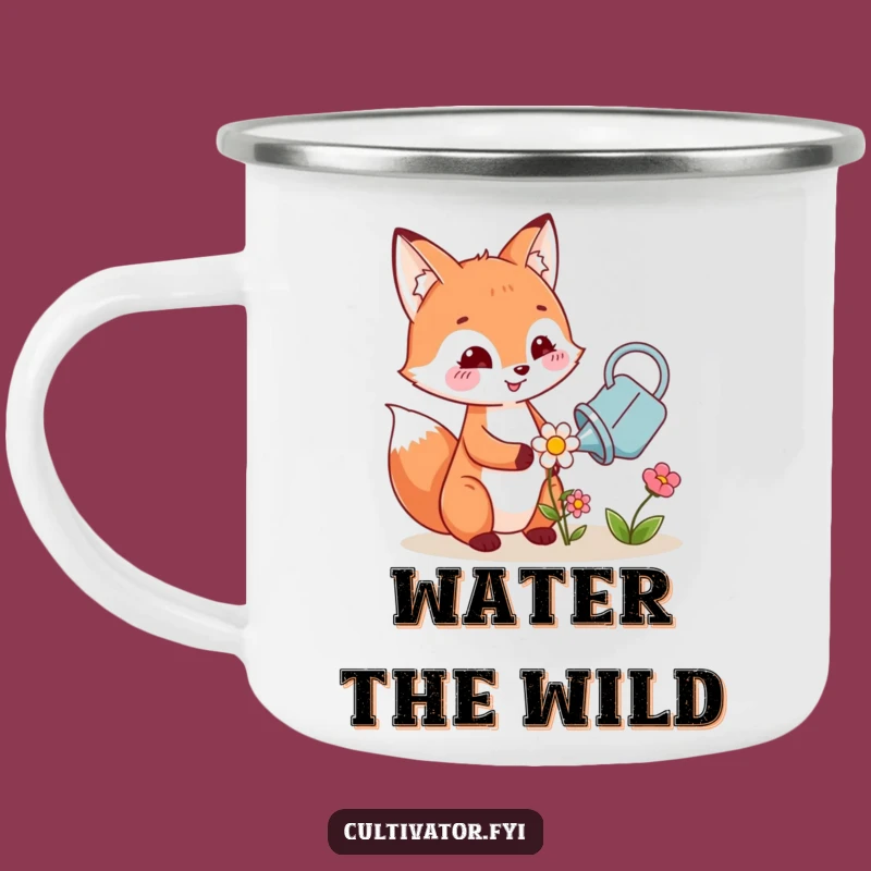 Funny Fox Watering Flower Camping Mug: Adventure Fuel for Nature Lovers