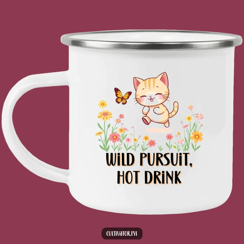 Funny Cat Butterfly Camping Mug - Durable Outdoor Playfulness - Perfect Funny Gift