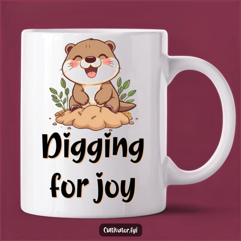 Funny Otter Digging Mug: Joyful Gardener Gift for Animal Lovers