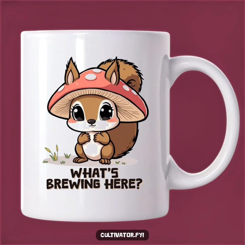 Funny Curious Squirrel Mushroom Mug: A Whimsical Gift for Nature Lovers!