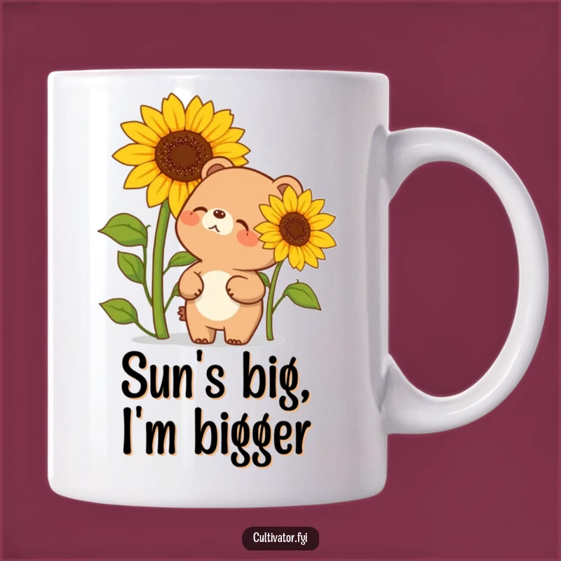 Funny Giggling Bear and Giant Sunflower Mug - Hilarious Nature Gift for Humor Lovers