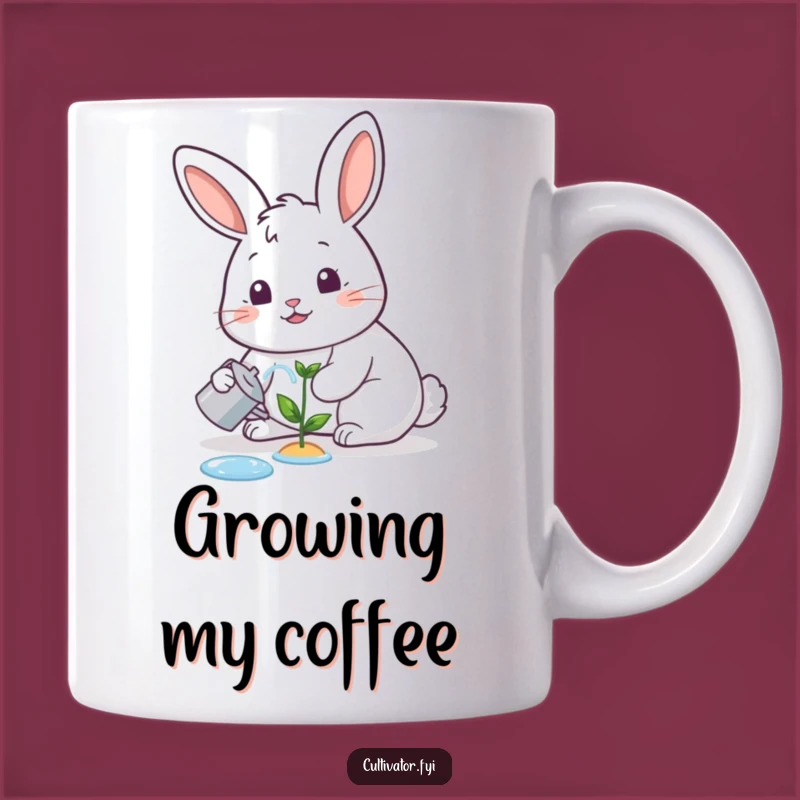 Funny Happy Gardener Rabbit Mug: A Cheerful Gift for Plant Lovers!