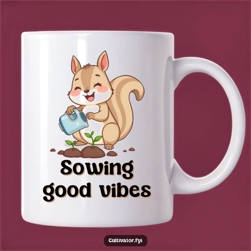 Funny Squirrel Planting Mug - Joyful Gardener Gift