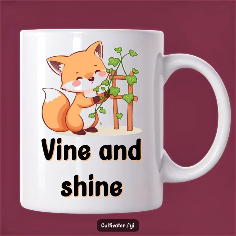 Funny Whimsical Fox Guiding Vine Mug - Gardener's Hilarious Gift