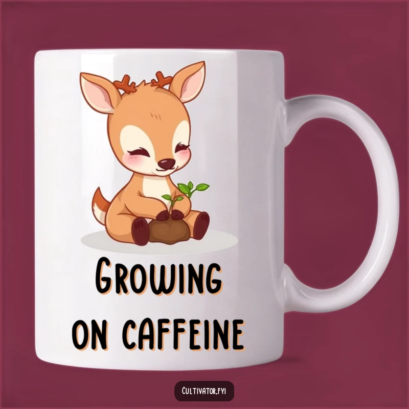 Funny Perky Deer Nurturing Seedling Mug - Nature Lover's Hilarious Gift