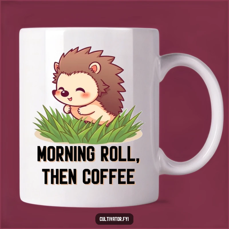 Funny Hedgehog Roll Mug: Giggling Joyful Friend, Perfect Funny Gift!