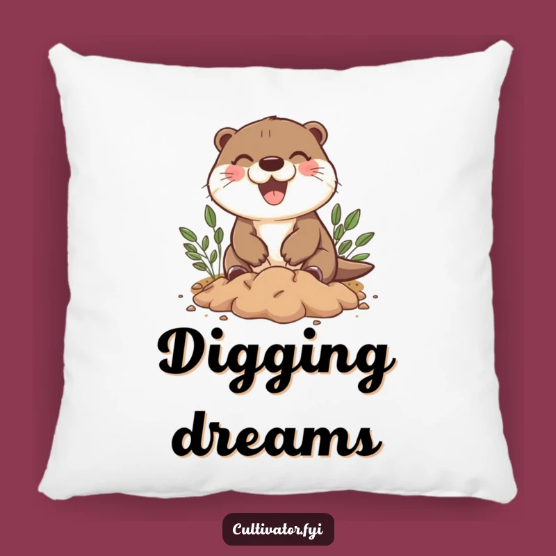 Funny Otter Digging Pillow: Cozy Comfort with a Playful Touch