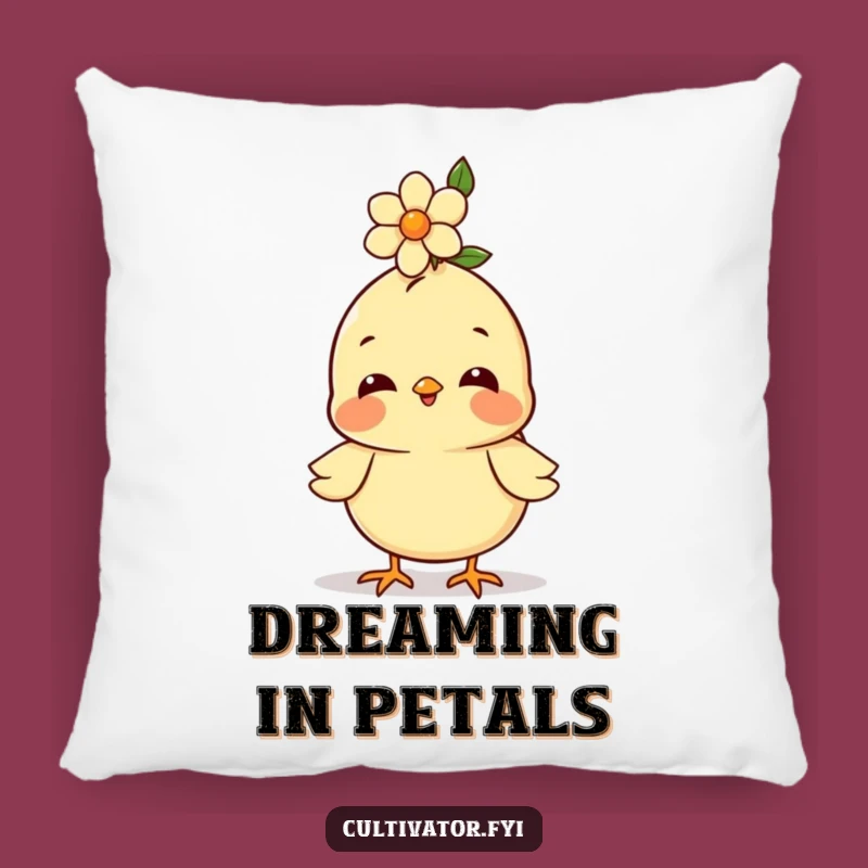 Funny Chick Pillow: Cozy Happy Chick, Floral Accent, Comfy Cheerful Gift