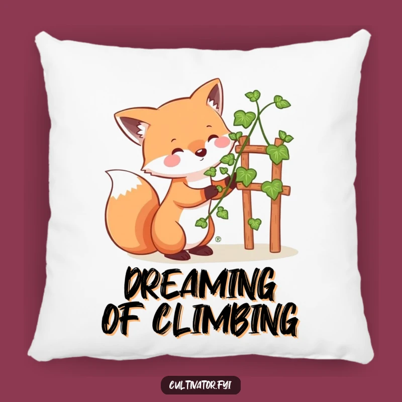 Funny Whimsical Fox Guiding Vine Pillow - Cozy Woodland Comfort