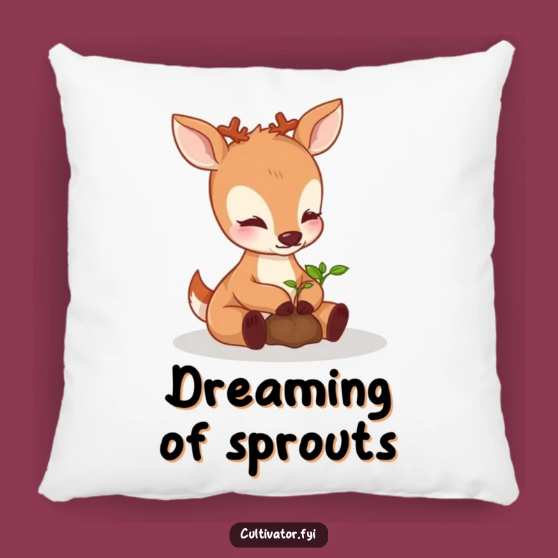 Funny Perky Deer Nurturing Seedling Pillow - Cozy Woodland Comfort