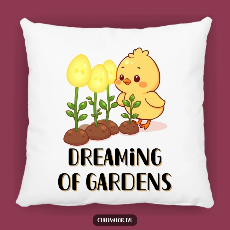 Funny Chick Glowing Garden Throw Pillow - Adorable Home Decor Gift