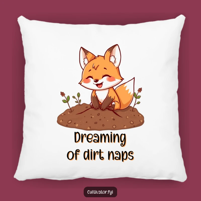 Funny Fox Pillow: Playful Digging Design, Cozy Funny Gift for Garden Enthusiasts