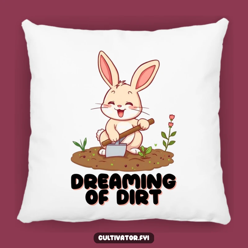 Funny Happy Bunny Tilling Soil Pillow - Cozy & Hilarious Home Decor
