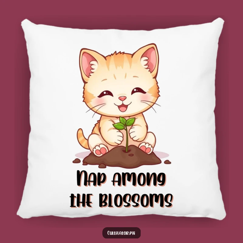 Funny Kitten Planting Pillow: Cozy, Humorous Accent for Greenhouses and Living Spaces