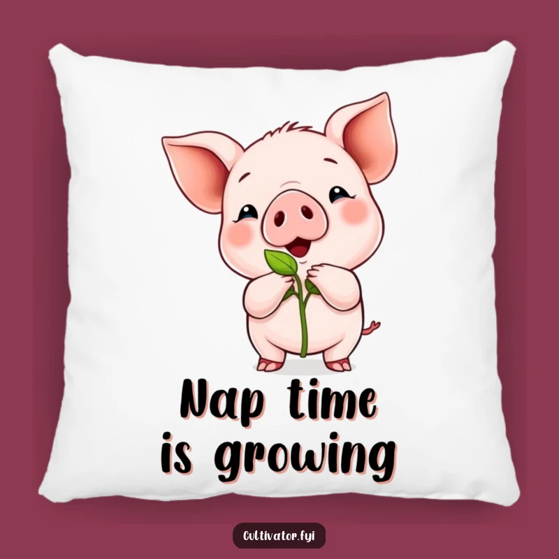 Funny Piglet Sprout Pillow: Cozy Up with Growing Cheer