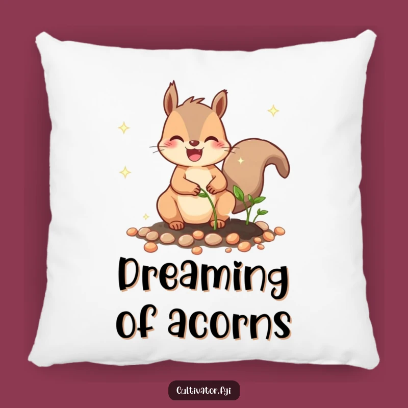 Funny Squirrel Planting Seeds Pillow: Cuddle Up with Comical Garden Charm