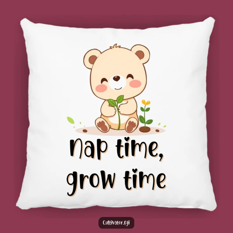 Funny Bear Cub Sprout Pillow: Cuddle Up with Comical Growth