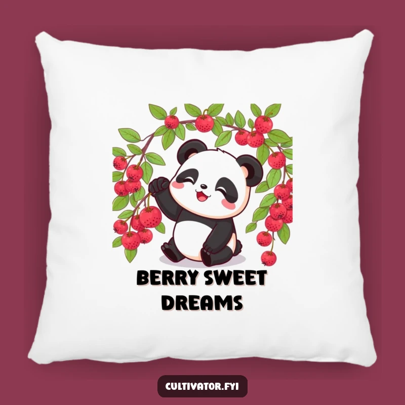 Soft Funny Panda Berry Pillow - Cozy Snack Comfort!