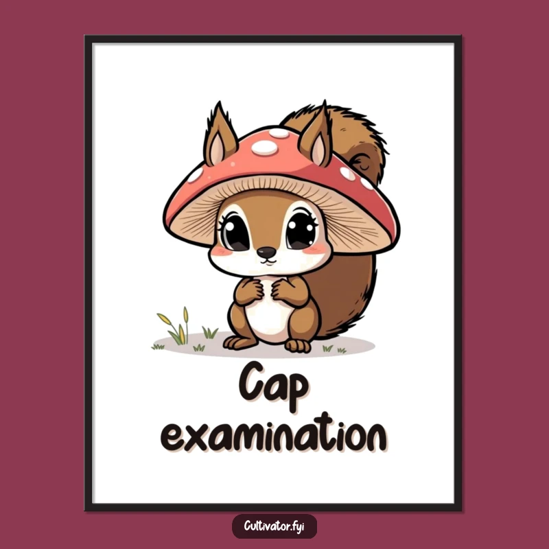 Funny Squirrel Mushroom Digital Art: Bring Whimsical Forest Vibes Home