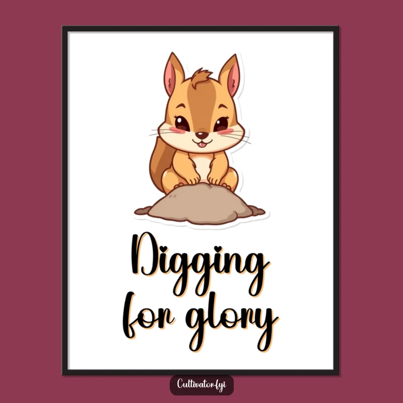 Funny Squirrel Digital Art: Instant Funny Gift for the Determined Art Lover