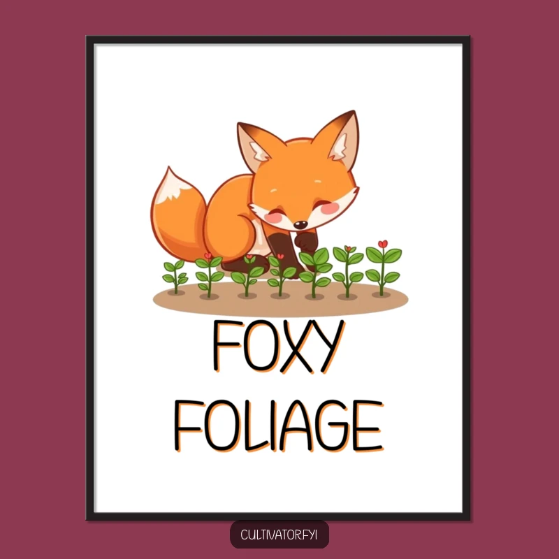 Funny Fox Digital Art - Playful Planter's Charm, Instant Funny Gift