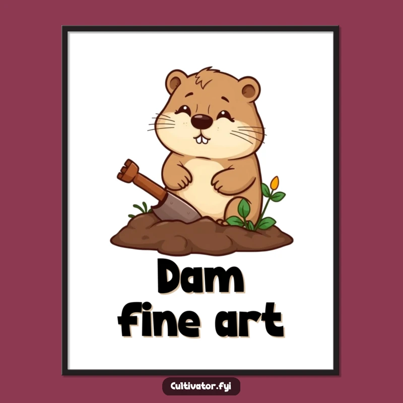 Funny Beaver Digital Art - Determined Gardener's Charm, Instant Funny Gift
