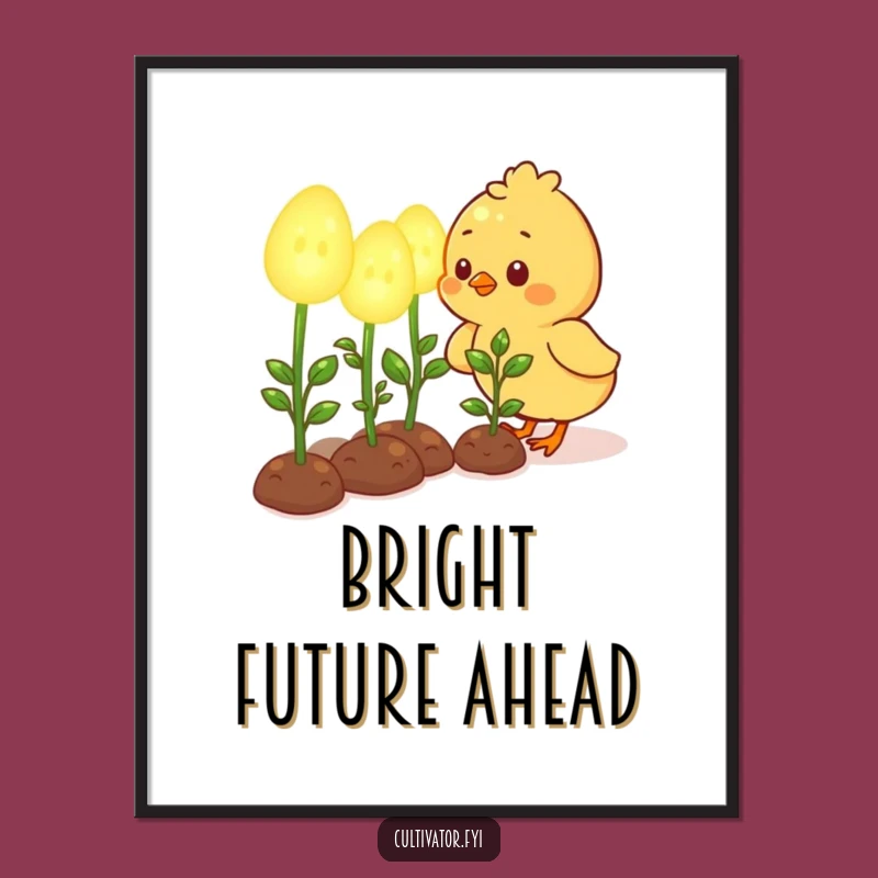 Funny Chick Glowing Garden Digital Art - Adorable Instant Download Gift