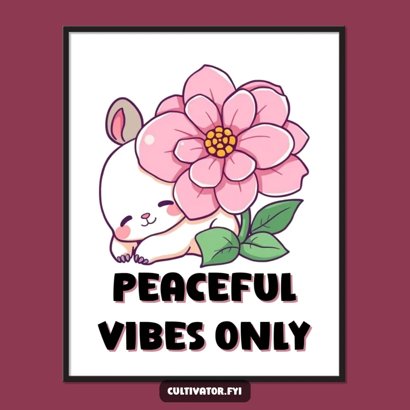 Funny Content Animal Digital Art: Bloom Buddy Serenity - Frameable Funny Gift