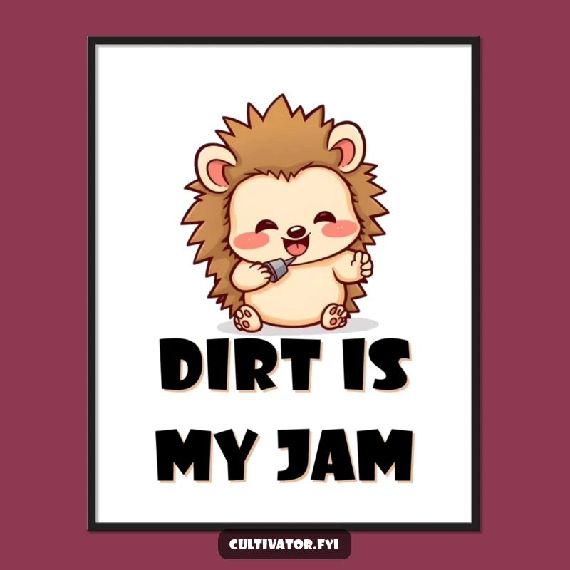 Funny Hedgehog Digging Digital Art: Instant Giggle-Worthy Garden Decor