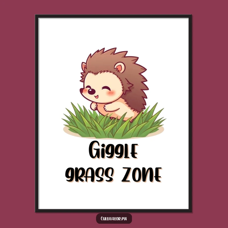 Funny Hedgehog Roll Art Print: Giggling Joyful Scene, Instant Funny Gift!