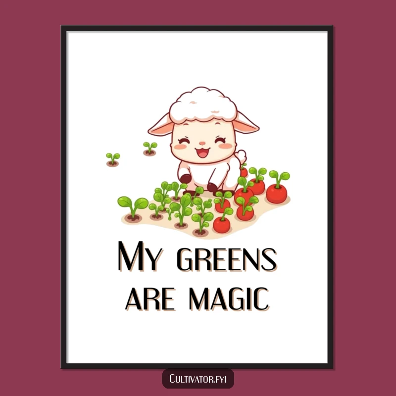 Funny Sheep Vegetable Digital Art: Instant Garden Charm Print