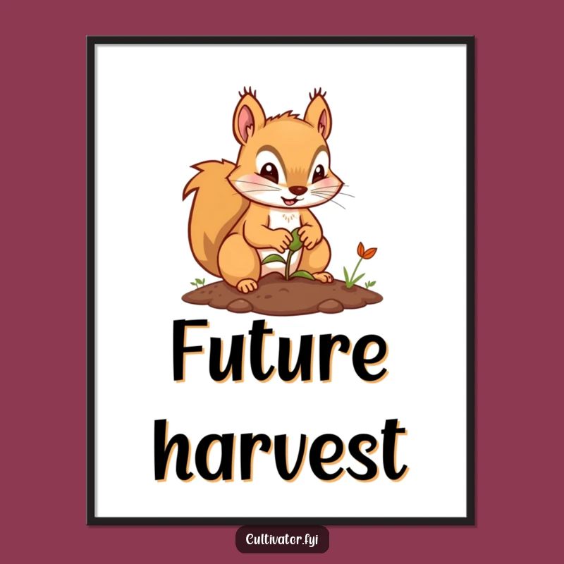 Funny Squirrel Planting Digital Print: Instant Art of Diligence