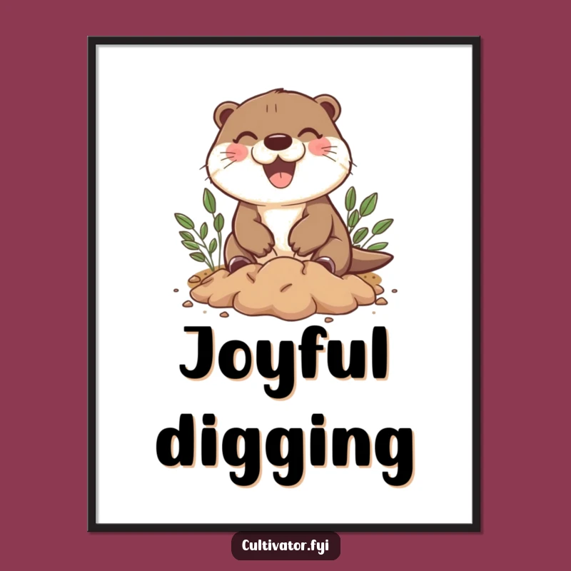 Funny Otter Digging Digital Print: Instant Joy for Your Walls