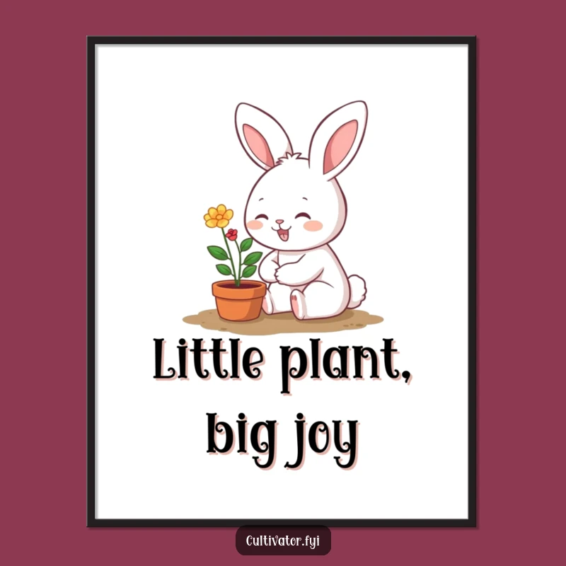 Funny Bunny Gardener Digital Art: Cute Plant Character, Perfect Funny Gift for Wall Decor