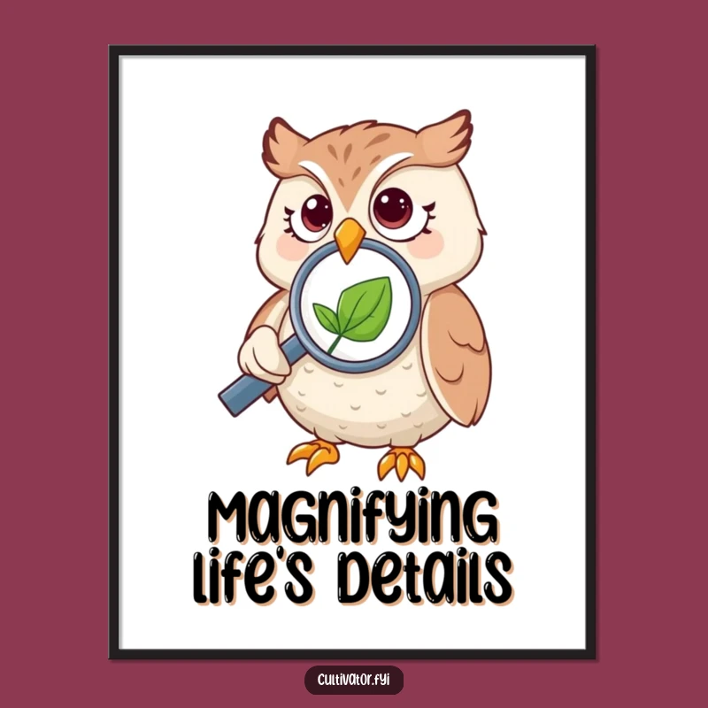 Funny Owl Magnifying Digital Art - Instant Whimsical Download!