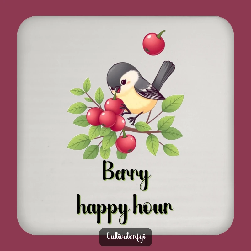 Funny Chickadee Coaster: Protect Surfaces, Cheerful Bird Art, Perfect Funny Gift Set