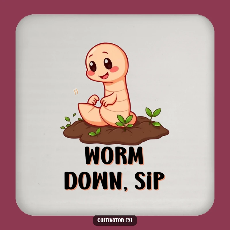 Funny Earthworm Tilling Coaster: Humorous Decor for Garden Enthusiasts