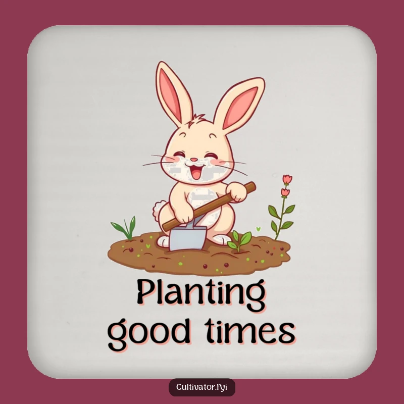 Funny Happy Bunny Tilling Soil Coaster - Protect Surfaces with Humor