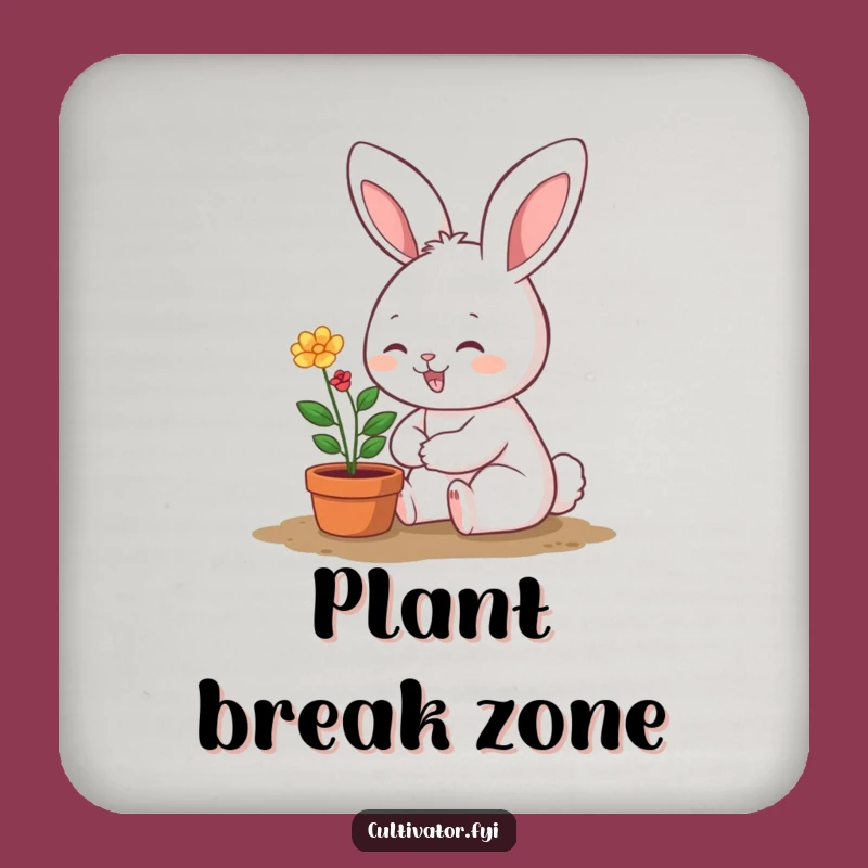Funny Bunny Gardener Drink Coaster: Cute Design, Perfect Funny Gift for Table Protection